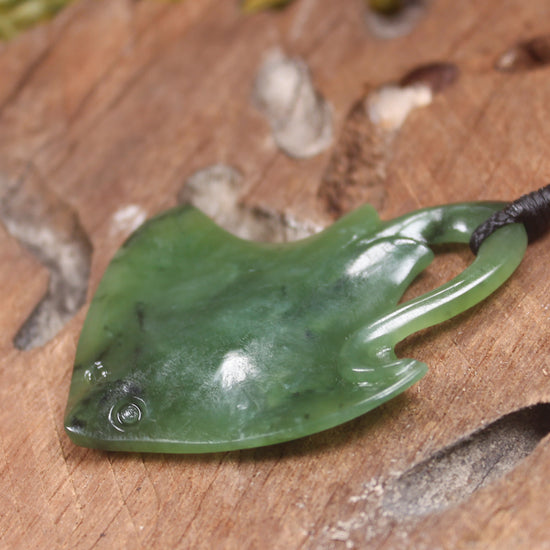 Stingray or Whai carved from Hapopo Pounamu - NZ Greenstone