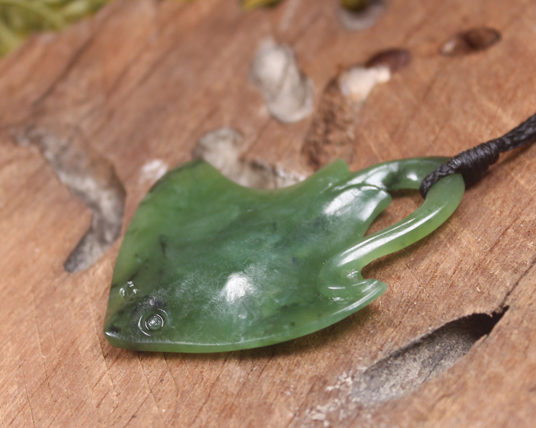 Stingray or Whai carved from Hapopo Pounamu - NZ Greenstone