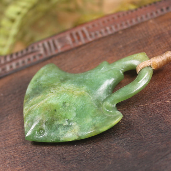 Stingray or Whai carved from Flower Jade Pounamu - NZ Greenstone