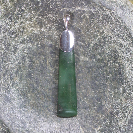 Hapopo Pounamu pendant set in Sterling Silver - NZ Greenstone