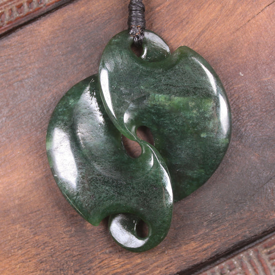 Koru Twist or Pikorua carved from Kawakawa Pounamu - NZ Greenstone