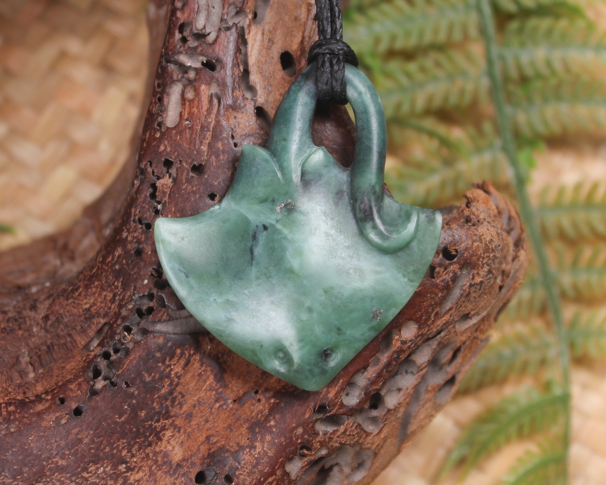 Stingray or Whai carved from Inanga Pounamu - NZ Greenstone