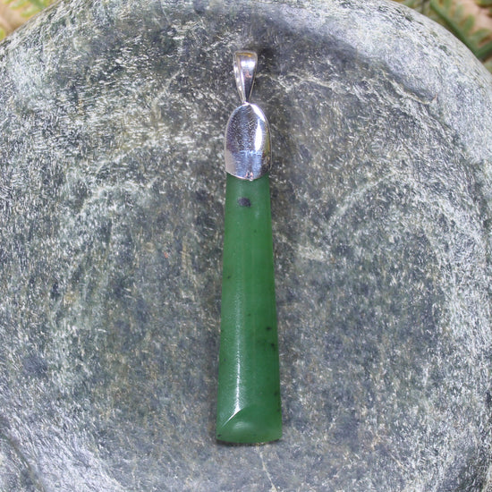 Hapopo Pounamu pendant set in Sterling Silver - NZ Greenstone