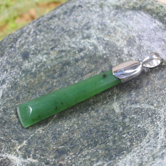 Hapopo Pounamu pendant set in Sterling Silver - NZ Greenstone