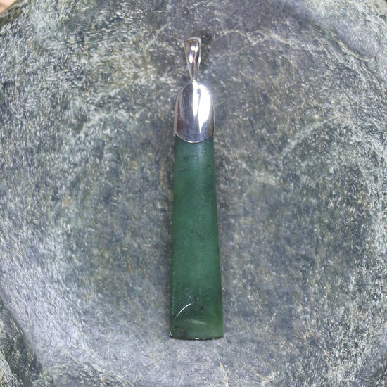 Hapopo Pounamu pendant set in Sterling Silver - NZ Greenstone