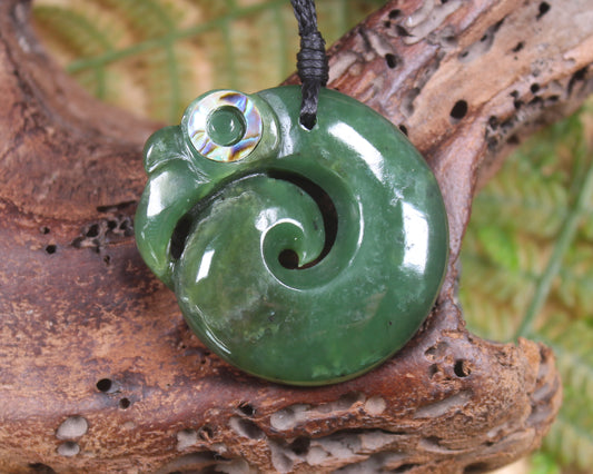Koropepe carved from Hapopo Pounamu - NZ Greenstone