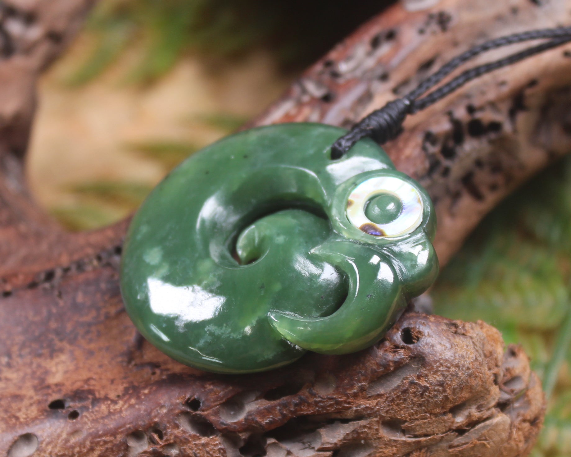 Koropepe carved from Hapopo Pounamu - NZ Greenstone