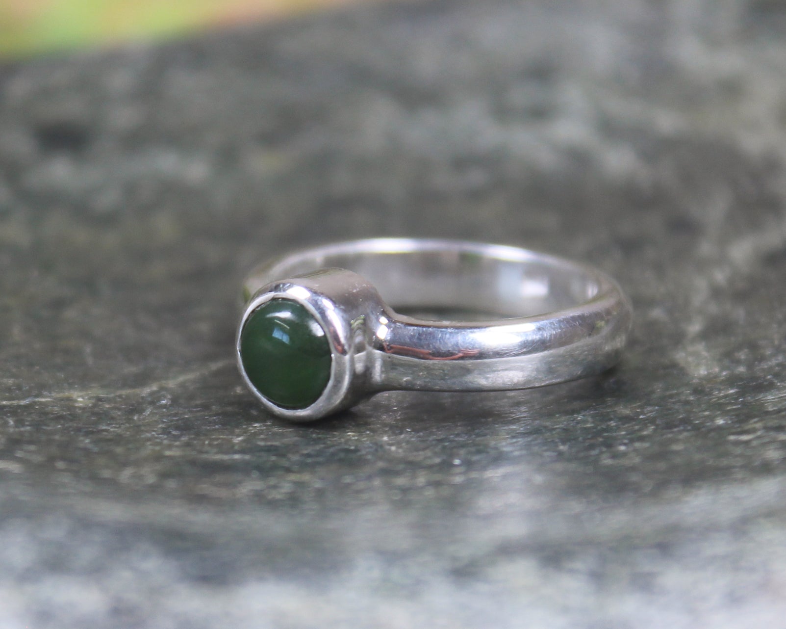 Sterling Silver Kawakawa Pounamu Ring - NZ Greenstone