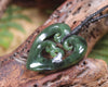 Heart with Koru carved from Kawakawa Pounamu - NZ Greenstone
