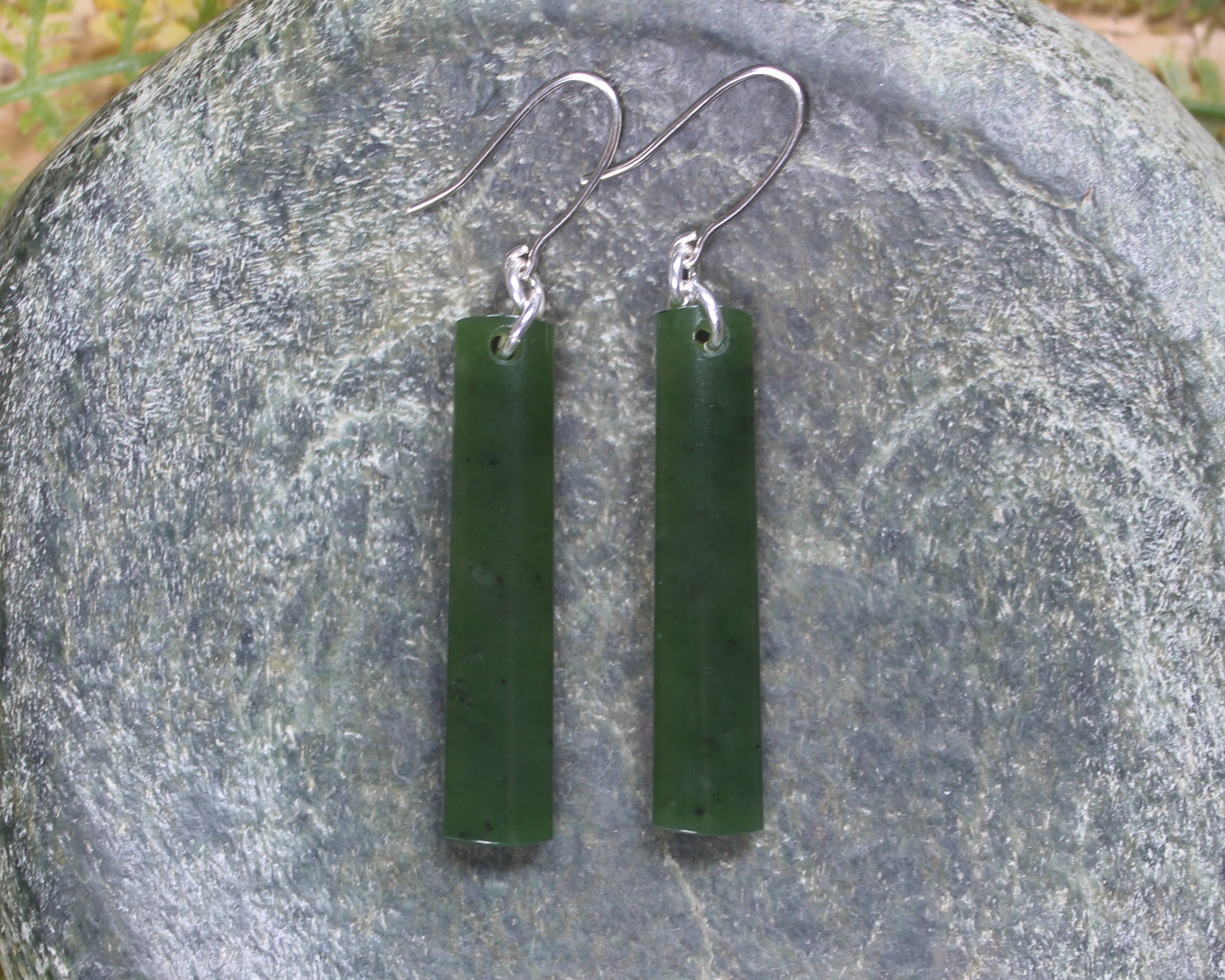 Roimata or Teardrop earrings carved from Rimu Pounamu - NZ Greenstone