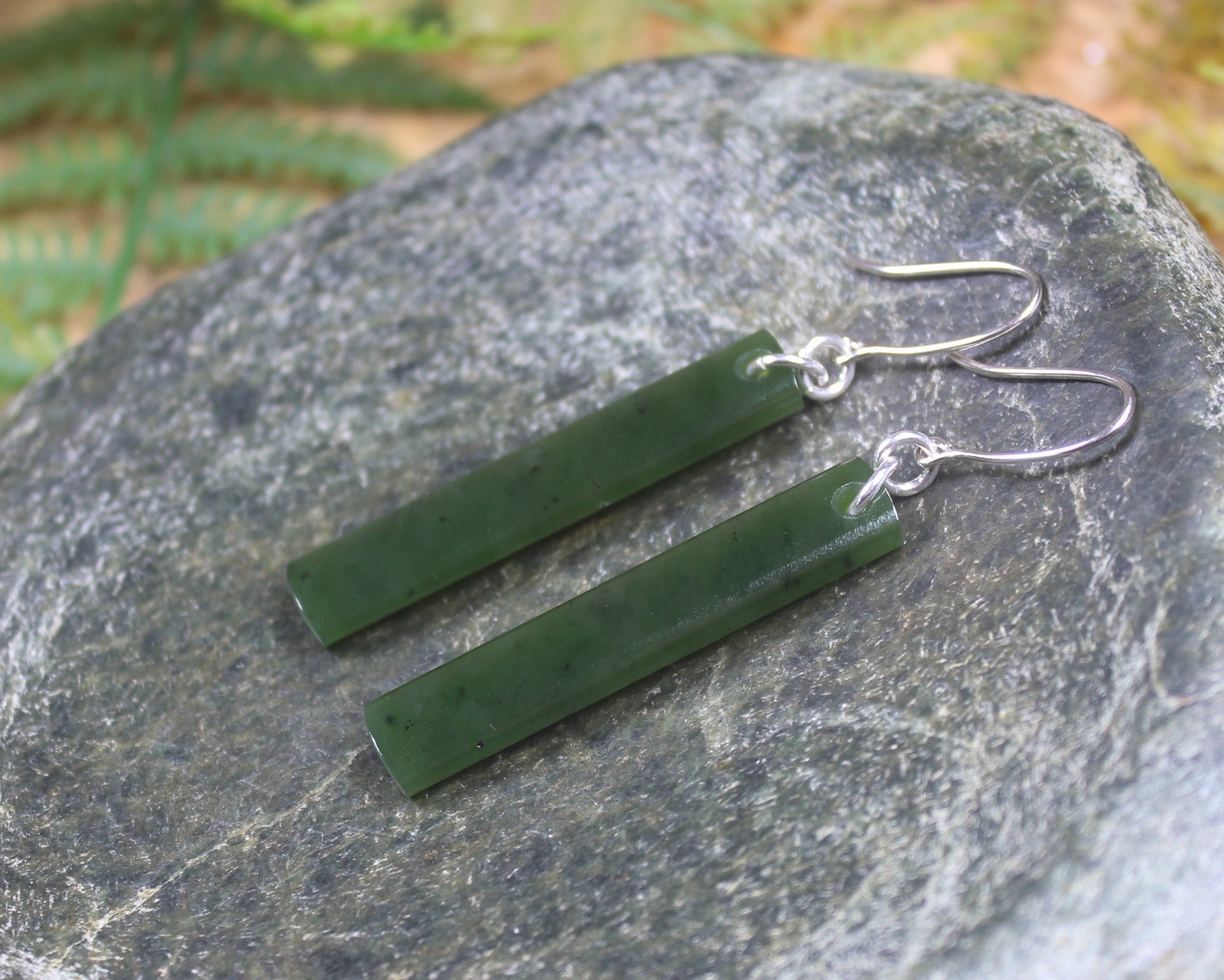 Roimata or Teardrop earrings carved from Rimu Pounamu - NZ Greenstone