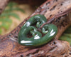 Heart with Koru carved from Kawakawa Pounamu - NZ Greenstone
