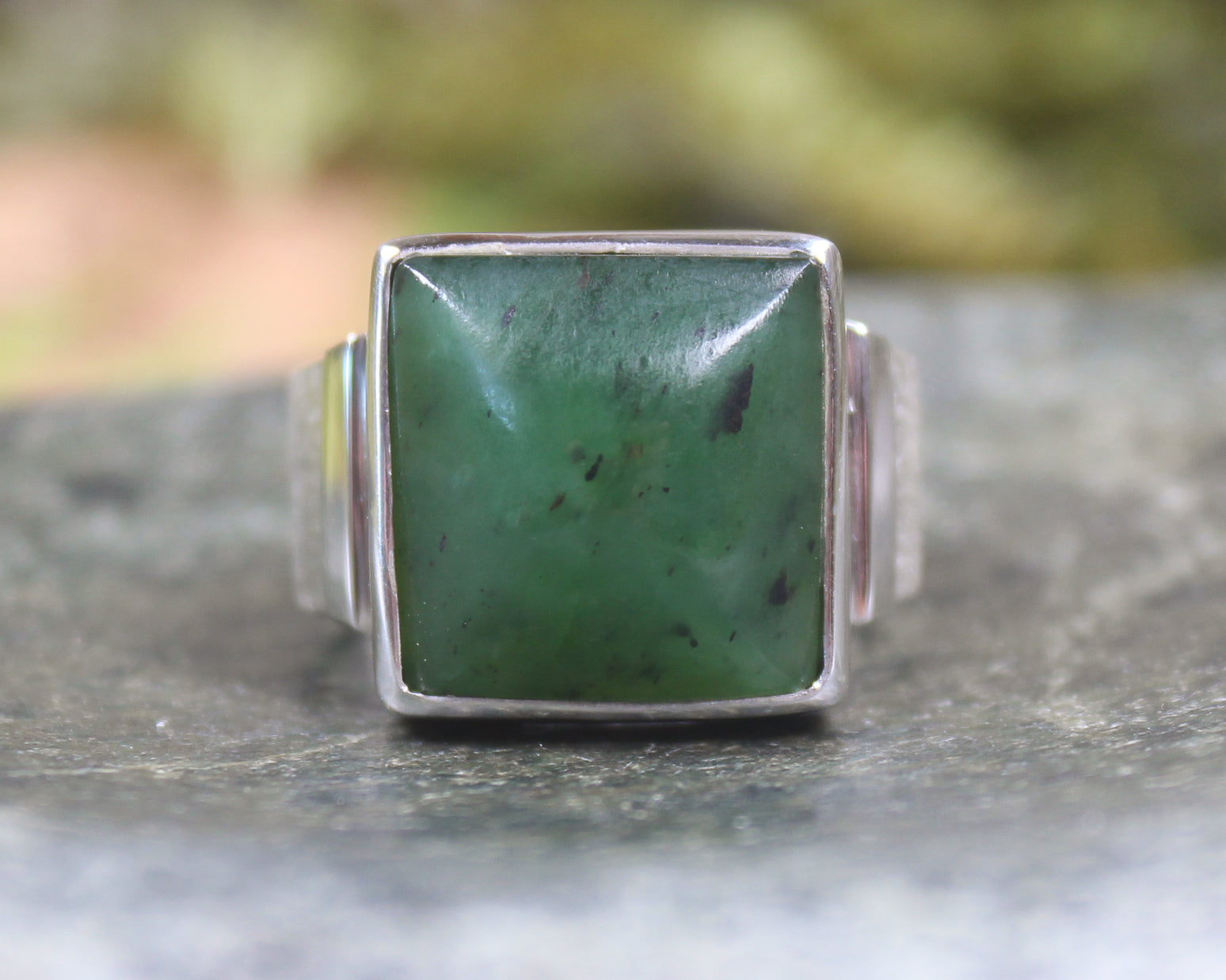 Sterling Silver Hapopo Pounamu Ring - NZ Greenstone