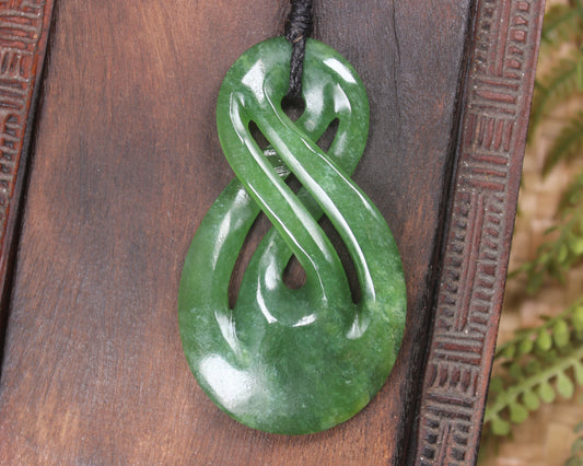 Twist Pendant carved from Kawakawa Pounamu - NZ Greenstone