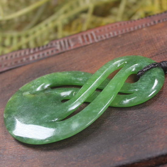 Twist Pendant carved from Kawakawa Pounamu - NZ Greenstone