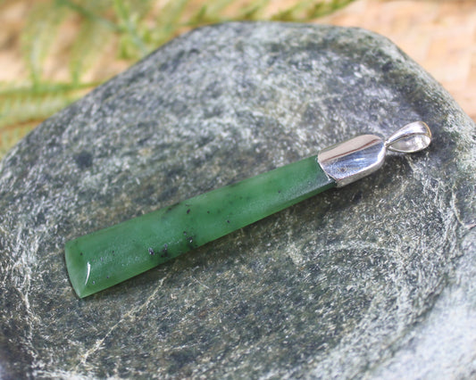 Sterling Silver Greenstone Pendant carved from Hapopo Pounamu - NZ Greenstone