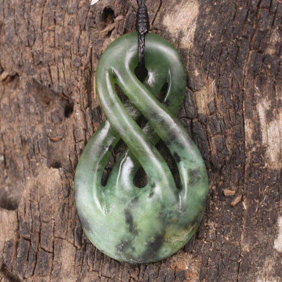 Twist or Pikorua carved from Rimu Pounamu - NZ Greenstone