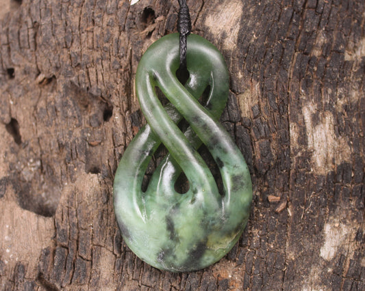 Twist or Pikorua carved from Rimu Pounamu - NZ Greenstone
