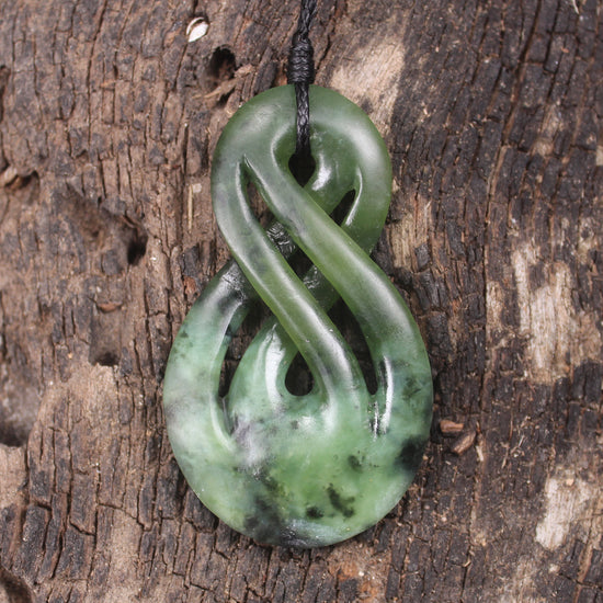 Twist or Pikorua carved from Rimu Pounamu - NZ Greenstone