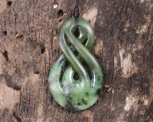 Twist or Pikorua carved from Rimu Pounamu - NZ Greenstone