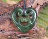 Heart with Koru carved from Kawakawa Pounamu - NZ Greenstone