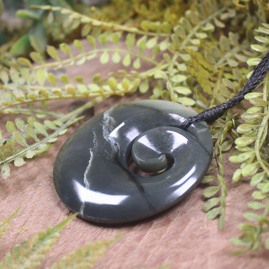 Inanga Koru pendant - NZ Greenstone
