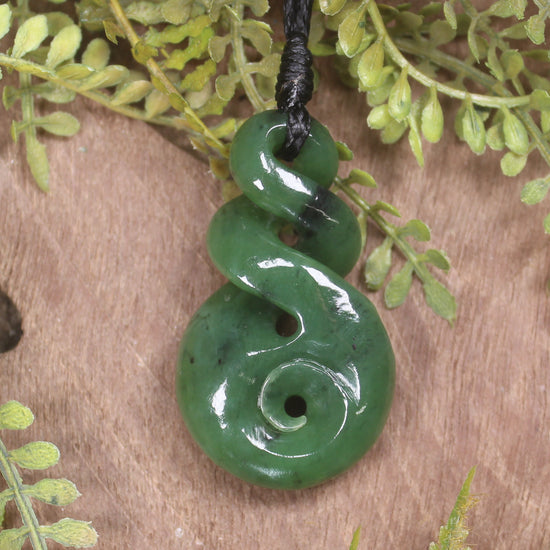 Koru Twist carved from Hapopo Pounamu - NZ Greenstone