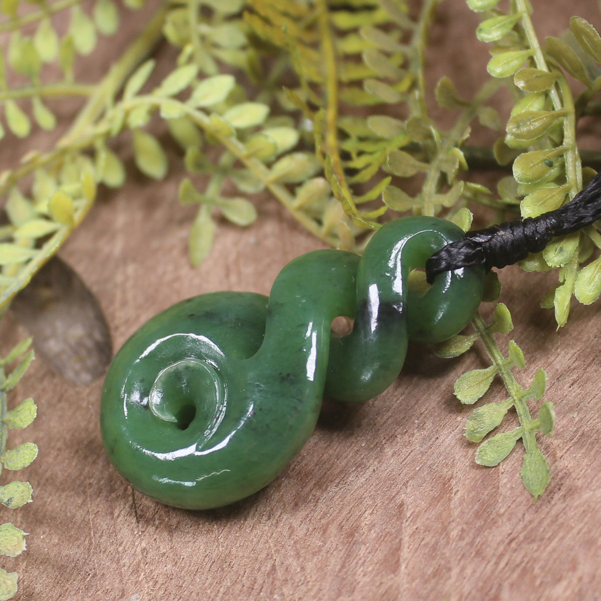 Koru Twist carved from Hapopo Pounamu - NZ Greenstone