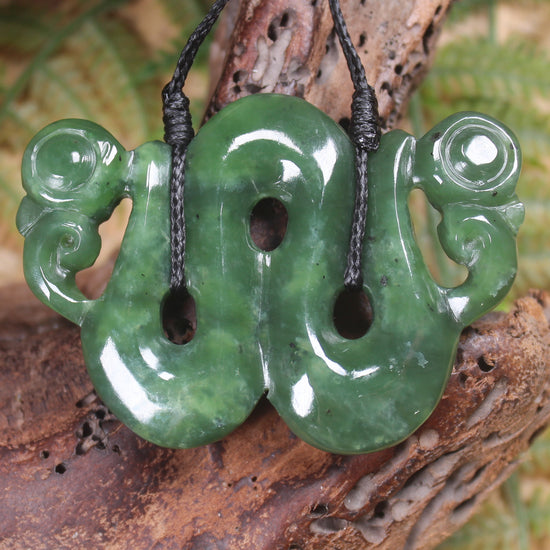 Pekapeka Pendant carved from Hapopo Pounamu - NZ Greenstone
