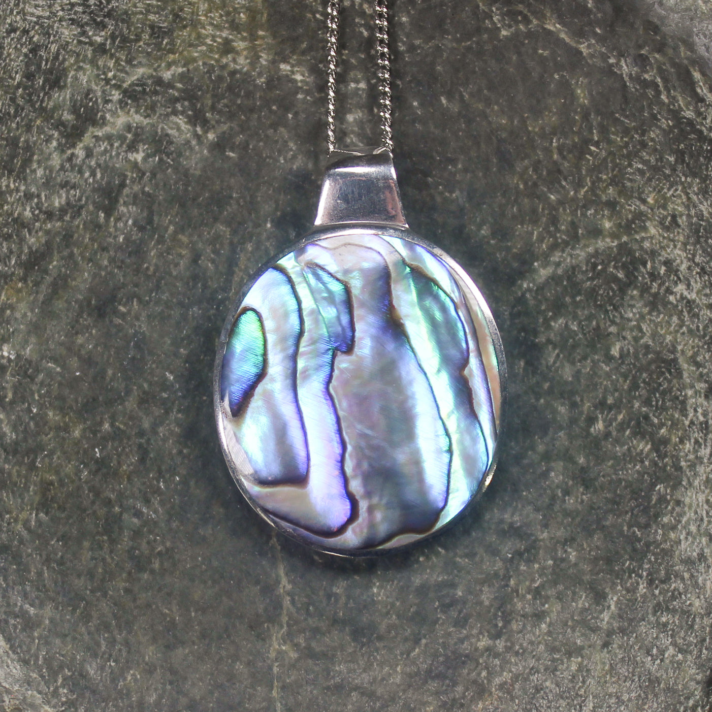 Sterling Silver Medium Pāua Shell Pendant