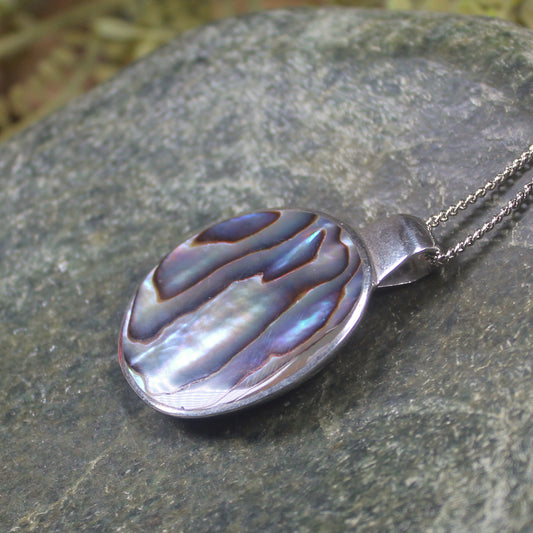 Sterling Silver Medium Pāua Shell Pendant