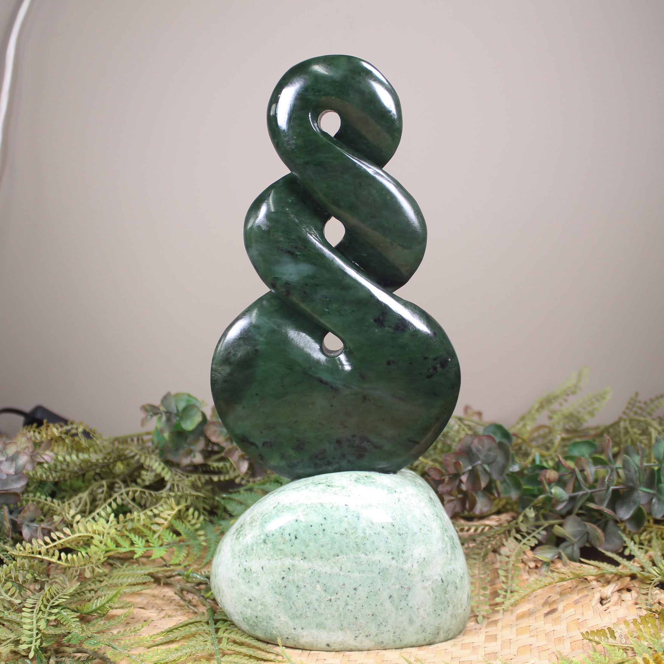 Twist Sculpture carved from Rimu Pounamu - NZ Greenstone