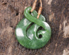 Koru Twist or Pikorua carved from Kawakawa Pounamu - NZ Greenstone