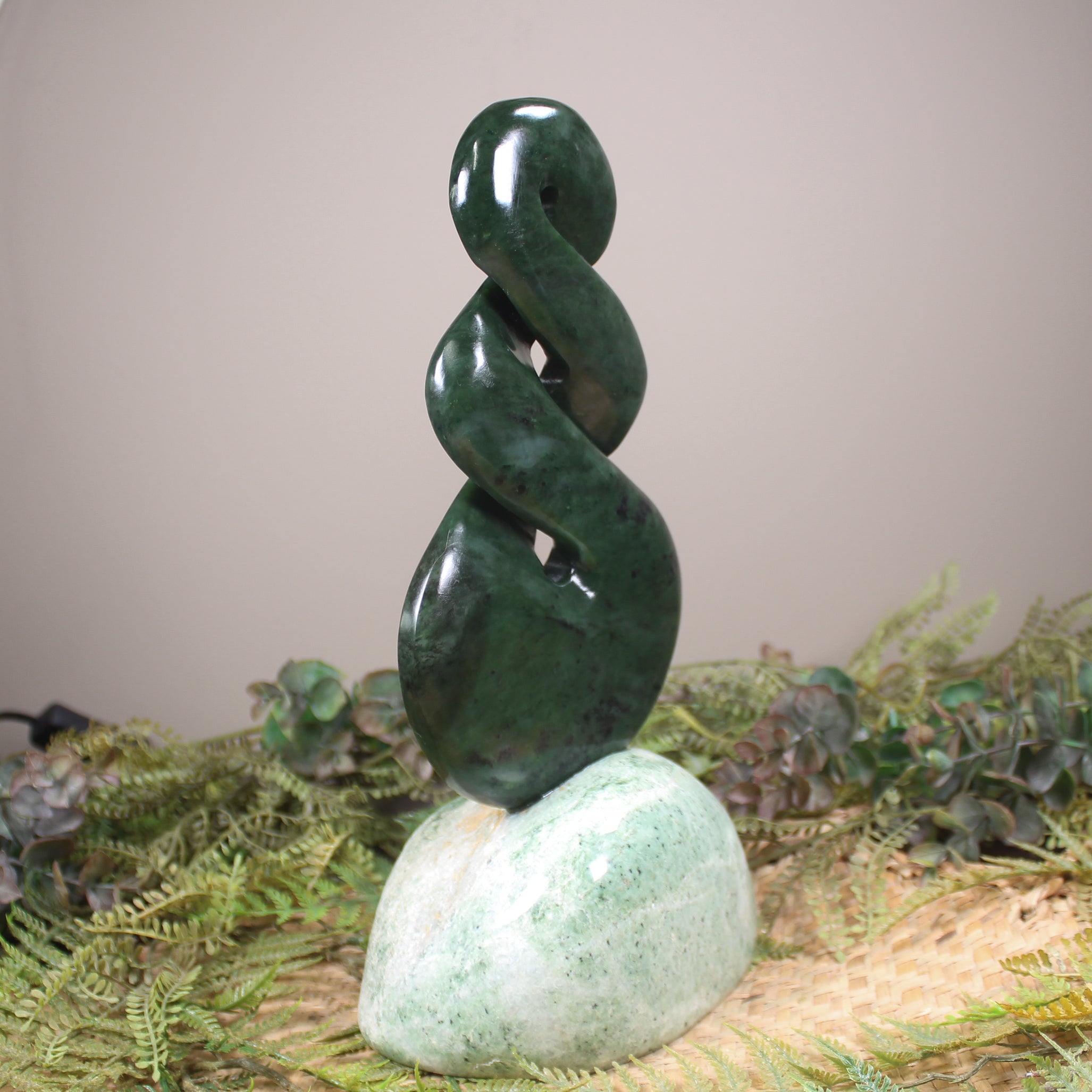 Twist Sculpture carved from Rimu Pounamu - NZ Greenstone