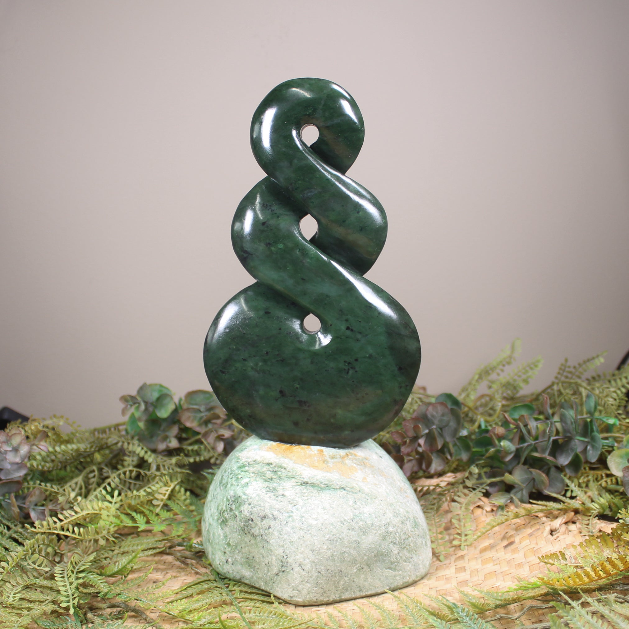 Twist Sculpture carved from Rimu Pounamu - NZ Greenstone