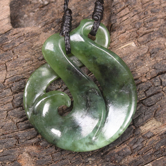 Koru Twist Pendant carved from Rimu Pounamu - NZ Greenstone