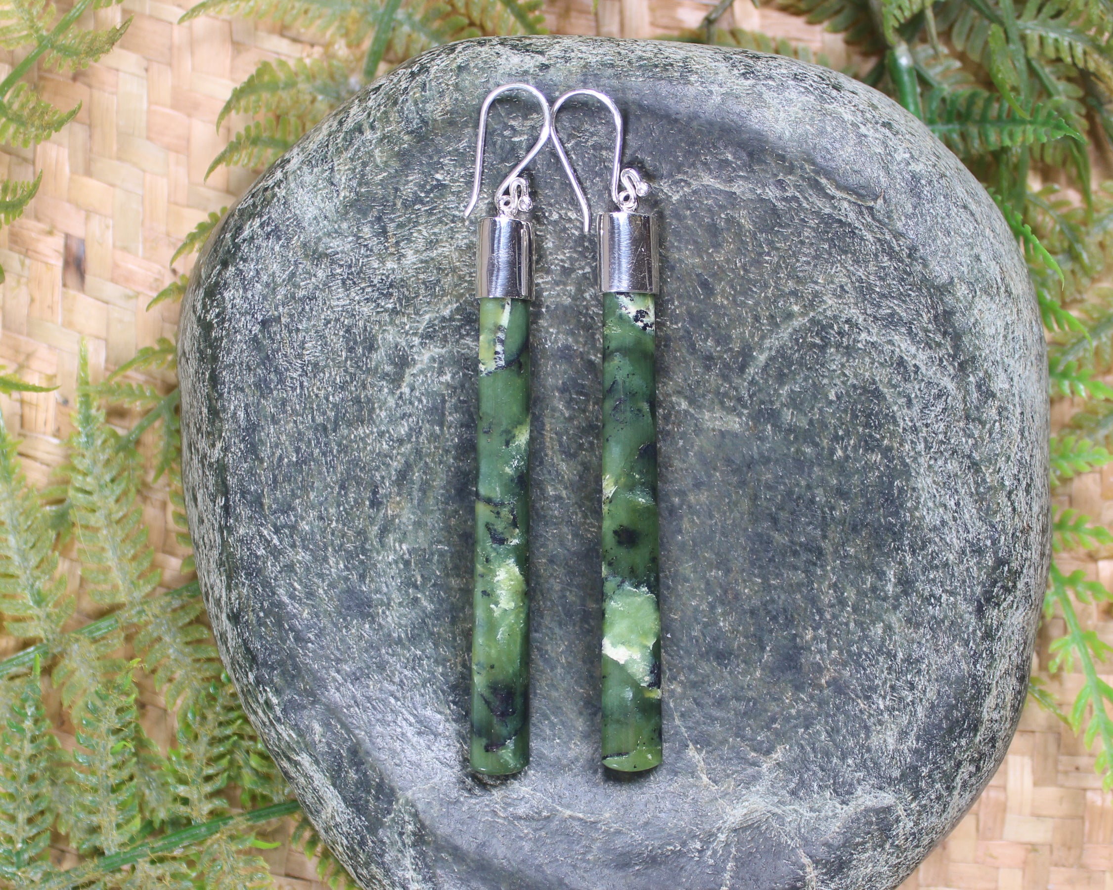 Roimata or Teardrop earrings carved from Douglas Creek Pounamu - NZ Greenstone