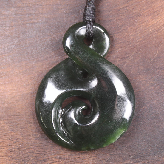 Koru Twist carved from Kawakawa Pounamu - NZ Greenstone