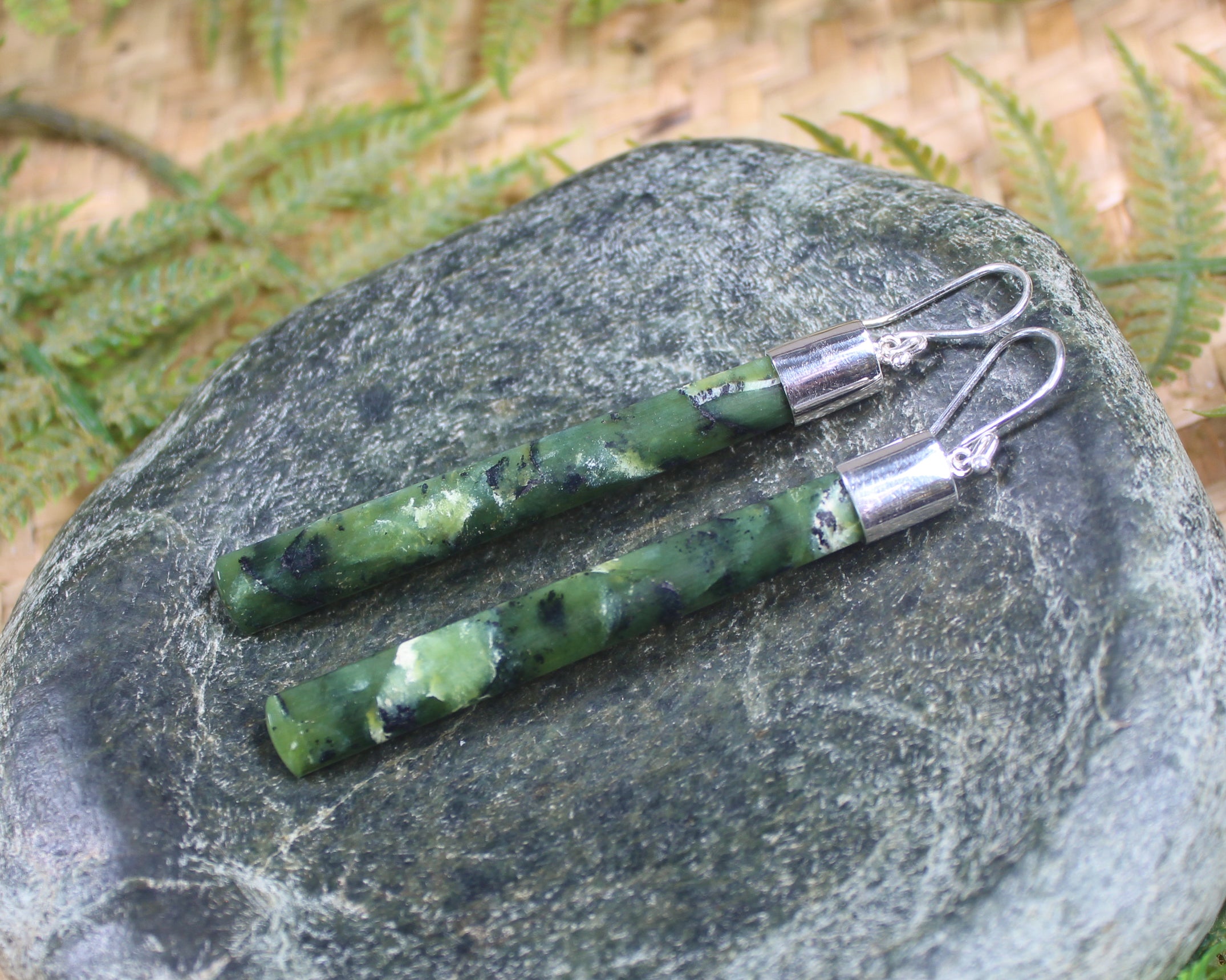 Roimata or Teardrop earrings carved from Douglas Creek Pounamu - NZ Greenstone