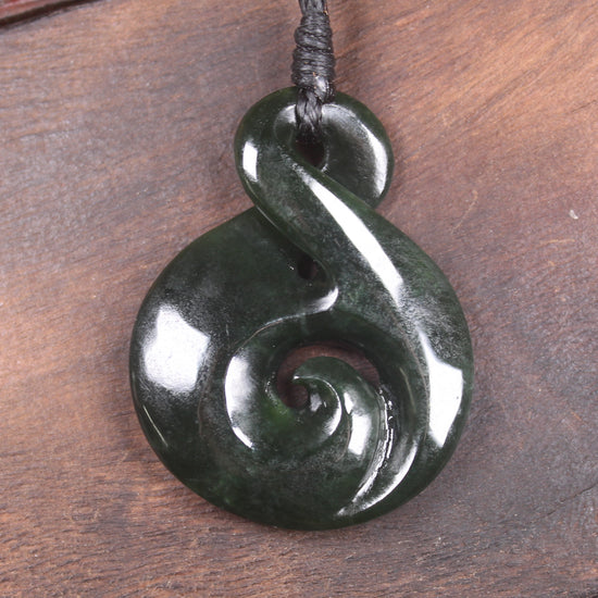 Koru Twist carved from Kawakawa Pounamu - NZ Greenstone