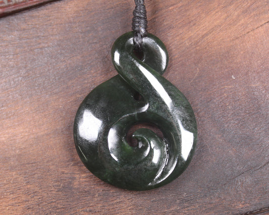 Koru Twist carved from Kawakawa Pounamu - NZ Greenstone