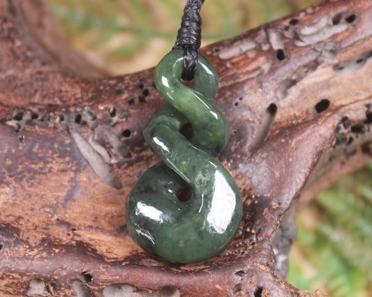 Twist carved from Rimu Pounamu - NZ Greenstone