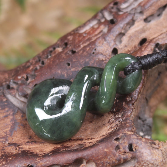 Twist carved from Rimu Pounamu - NZ Greenstone