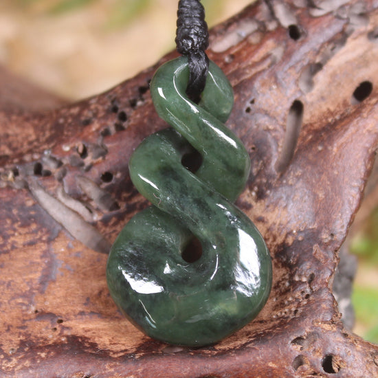 Twist carved from Rimu Pounamu - NZ Greenstone