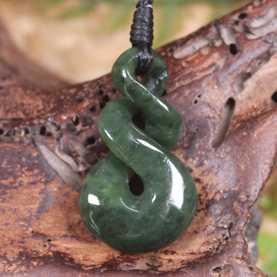 Twist carved from Rimu Pounamu - NZ Greenstone