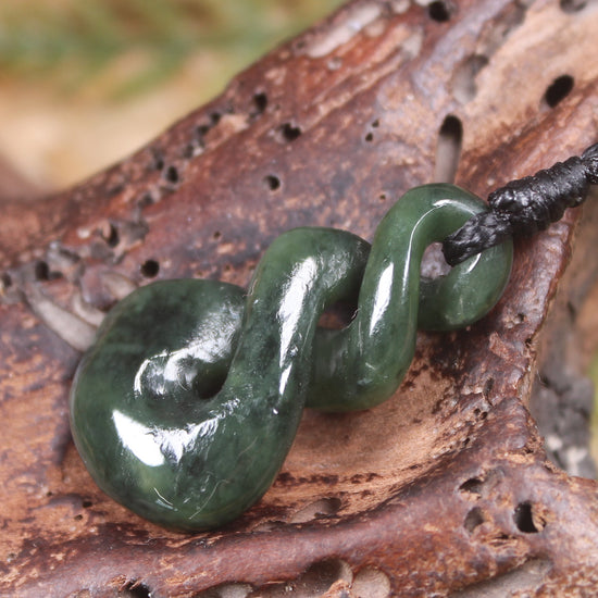 Twist carved from Rimu Pounamu - NZ Greenstone