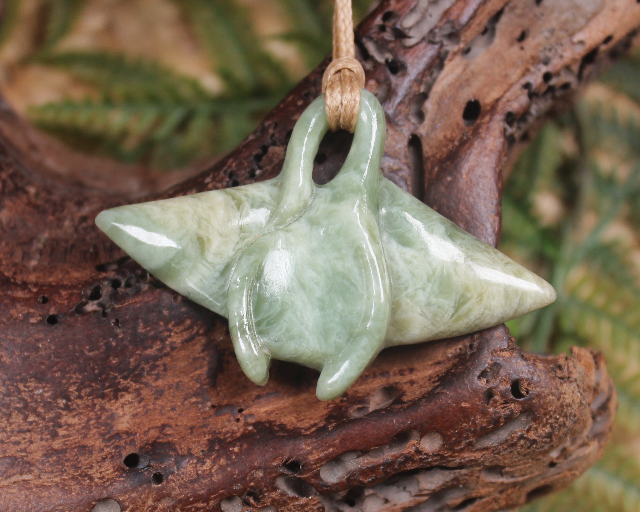 Stingray or Whai carved from Hapopo Pounamu - NZ Greenstone