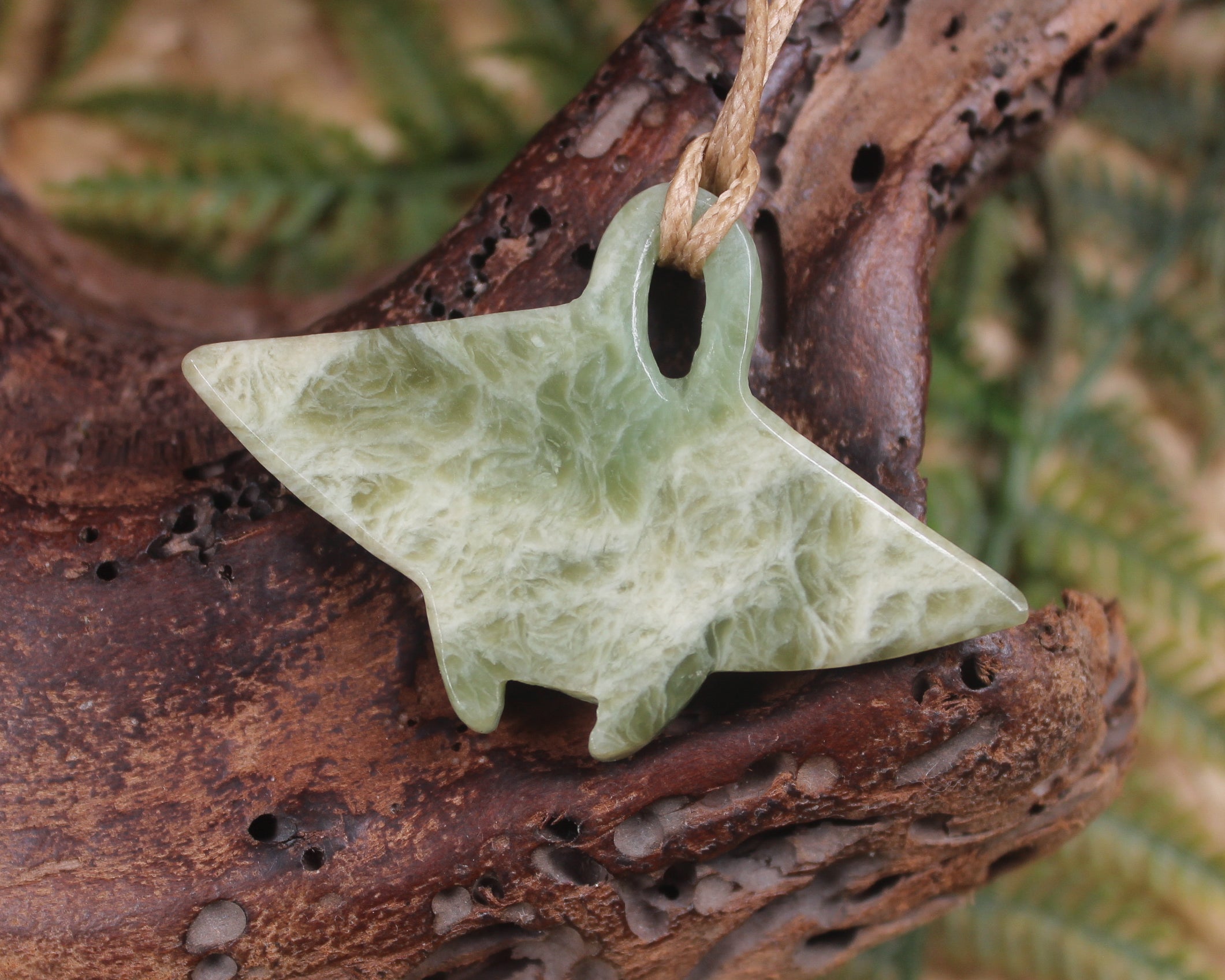 Stingray or Whai carved from Hapopo Pounamu - NZ Greenstone