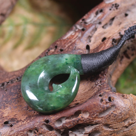 Hei Matau or Fish Hook carved from Kawakawa Pounamu - NZ Greenstone
