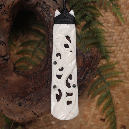 Toki or Adze with Koru carved from Beef Bone